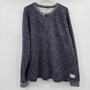 Lucky Brand Henley Men XXL Blue Heather Sweateshirt Long Sleeve French Terry